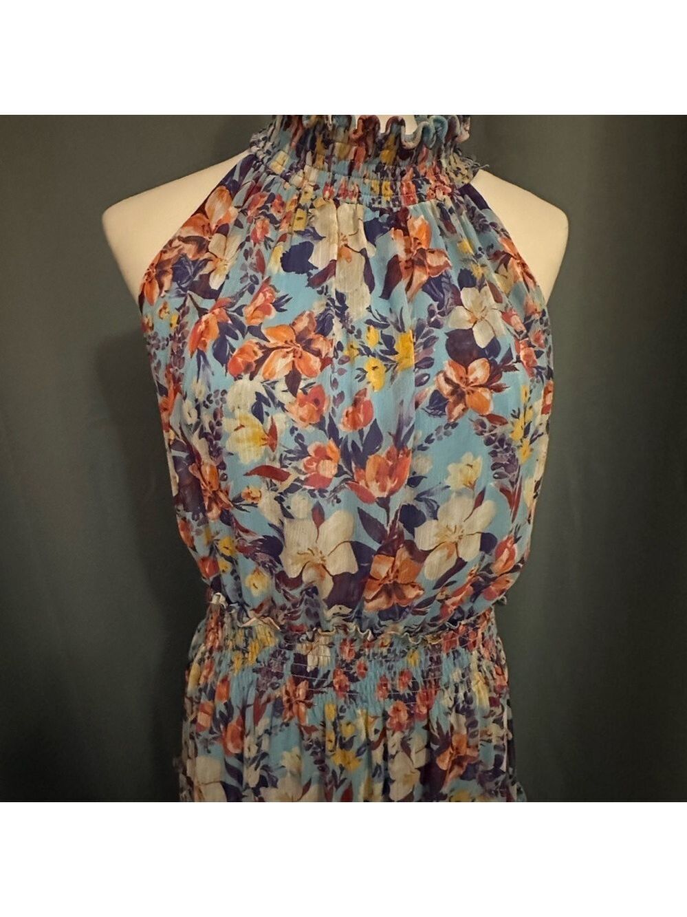 NWT Taylor Chiffon Maxi Dress in Aquamarine Mauve Size 10 - Picture 4 of 7